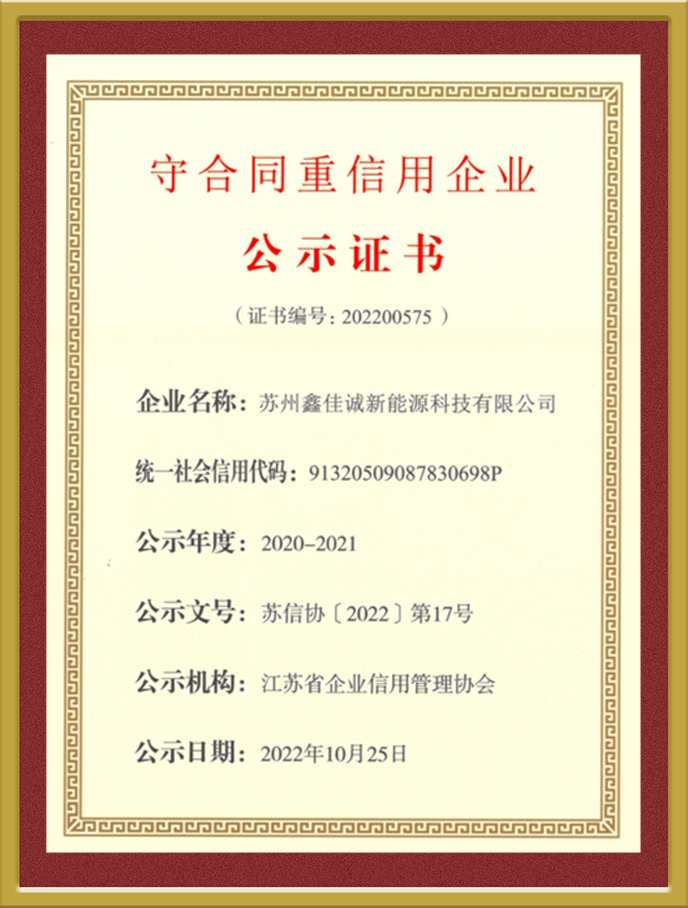 守合同重信用企業(yè)公示證書